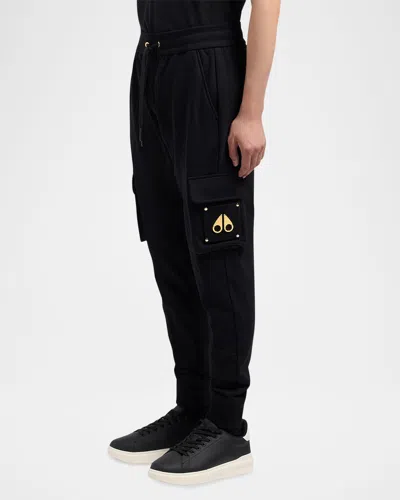 Moose Knuckles Men's Icon Sportswear Gold Clemont Cargo Joggers In Black