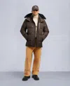 Moose Knuckles Men's Cloud Shearling Trim 3q Jacket In Brown