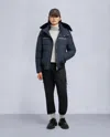 Moose Knuckles Men's Cloud Shearling Trim Bomber Jacket In Blue