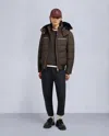 Moose Knuckles Men's Cloud Shearling Trim Bomber Jacket In Brown
