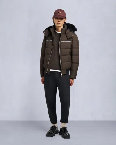Moose Knuckles Men's Cloud Shearling Trim Bomber Jacket In Brown