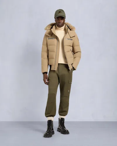 Moose Knuckles Men's Cloud Shearling Trim Bomber Jacket In Brown
