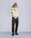 Moose Knuckles Men's Cloud Shearling Trim Bomber Jacket In White