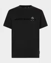 Moose Knuckles 'conway' Black Crewneck T-shirt With Logo Lettering Print On The Front In Black