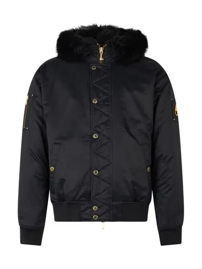 Moose Knuckles Men's Denali Gold Bomber Jacket In Black