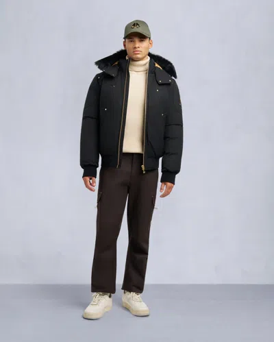 Moose Knuckles Men's Gold Series Original Shearling Trim Ballistic Bomber In Black