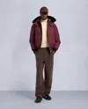 Moose Knuckles Men's Gold Series Original Shearling Trim Ballistic Bomber In Burgundy