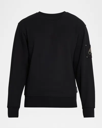 Moose Knuckles Men's Hartsfield Cotton Terry Crewneck Sweater In Black
