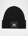 Moose Knuckles Logo-patch Wool Beanie In Black