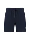 Moose Knuckles Logoed Swim Trunks With Side And Back Pockets In Blue