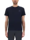 Moose Knuckles Back Print Short Sleeves Crew Neck In Blue