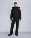 Moose Knuckles Men's Onyx Scotchtown Shearling Bomber Jacket In Black
