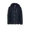 Moose Knuckles Quilted Hooded Jacket Removable Hood In Blue