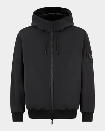 Moose Knuckles Men's Roland Reversible Bunny Jacket With Faux Fur In Black