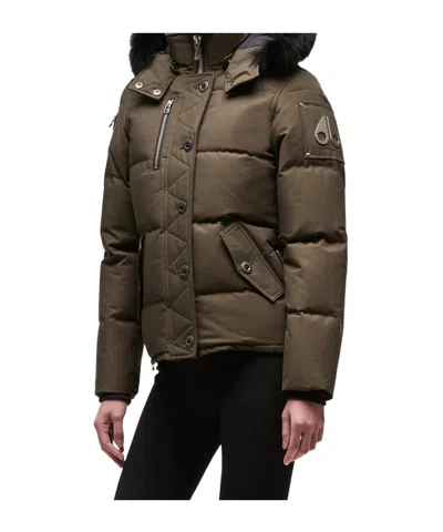 Moose Knuckles Military Green Down Jacket In Black