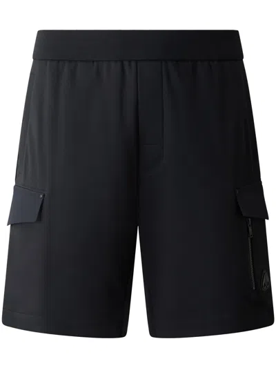 Moose Knuckles Minimalist Black Shorts With Elastic Waistband
