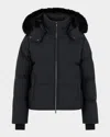 Moose Knuckles Misti Nyluxe Puffer Jacket With Detachable Hood & Shearling Trim In Black