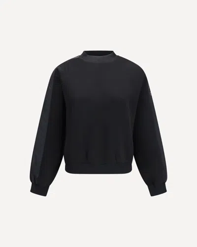Moose Knuckles Mix Media Logo-plaque Sweatshirt In Black