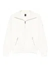 Moose Knuckles Mix Media Zip-front Sweatshirt In White