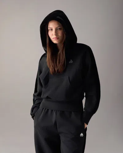 Moose Knuckles Mixed Media Bunny Hoodie In Black