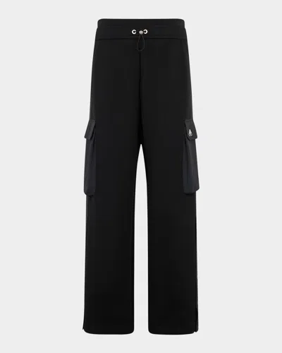 Moose Knuckles Mixed-media Drawstring Track Pants In Black
