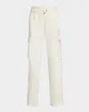 Moose Knuckles Mixed-media Drawstring Track Pants In Plaster