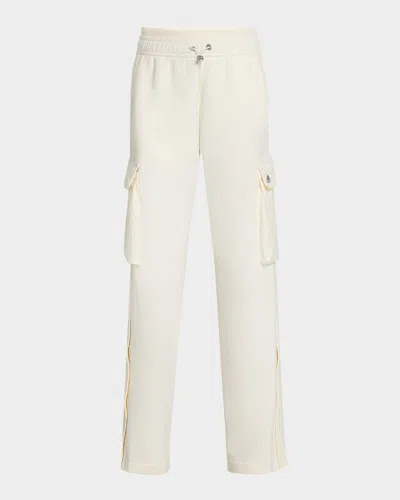 Moose Knuckles Mixed-media Drawstring Track Pants In Plaster