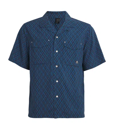 Moose Knuckles Monogram Button-up Shirt In Navy