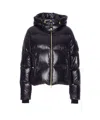 Moose Knuckles Hooded Padded Quilted Jacket With Zip Pockets In Blue