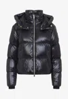 Moose Knuckles Hooded Padded Quilted Jacket With Zip Pockets In Black