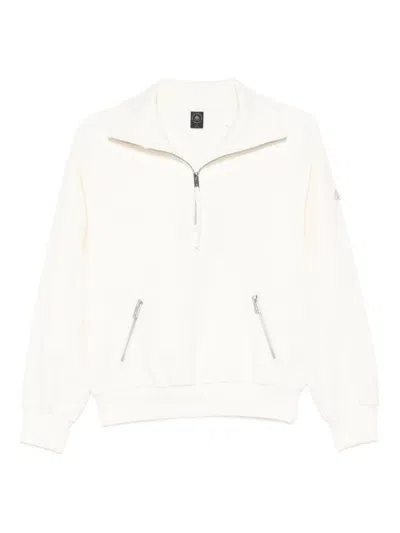 Moose Knuckles Mix Media Zip-front Sweatshirt In White