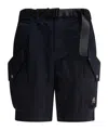 Moose Knuckles Waist Belted Cargo Pocket Elastic Shorts In Blue