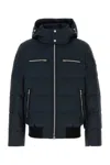 Moose Knuckles Padded Hooded Jacket Zippered Pockets In Blue