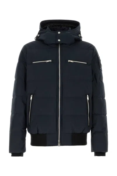 Moose Knuckles Navy Blue Polyester Cloud Bomber Down Jacket In Black