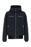 Moose Knuckles Navy Blue Polyester Cloud Bomber Down Jacket In Blue