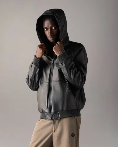 Moose Knuckles Neo Bunny Leather Jacket In Black