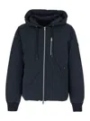 Moose Knuckles Northdale Black Jacket With Drawstring Hood And Logo Patch On The Sleeve In Tech Fabric Man In Blue