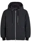 Moose Knuckles Northdale Black Jacket With Drawstring Hood And Logo Patch On The Sleeve In Tech Fabric Man In Black