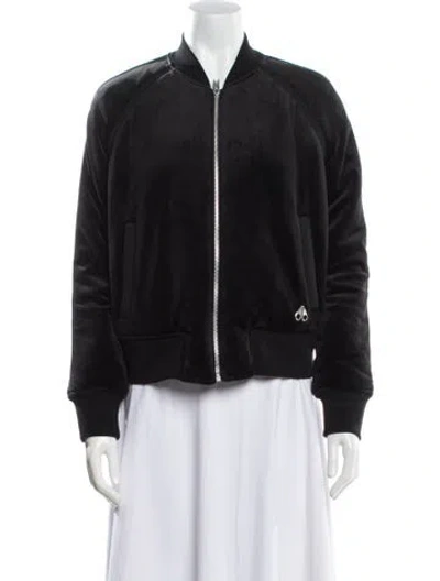 Pre-owned Moose Knuckles Nylon Bomber Jacket In Black