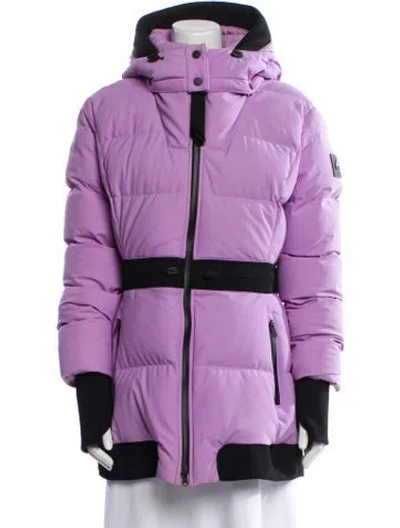 Pre-owned Moose Knuckles Nylon Colorblock Pattern Down Coat In Purple