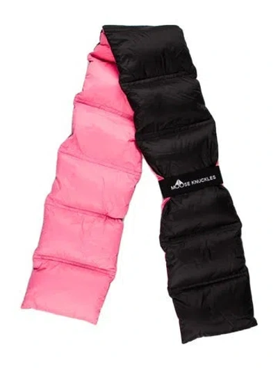 Pre-owned Moose Knuckles Nylon Colorblock Pattern Scarf In Black