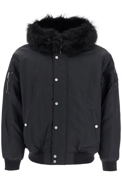 Moose Knuckles Denali Satin Bomber Jacket In Black