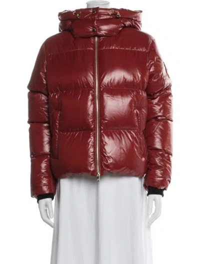 Pre-owned Moose Knuckles Nylon Down Jacket W/ Tags In Red