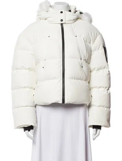 Pre-owned Moose Knuckles Nylon Down Jacket In White