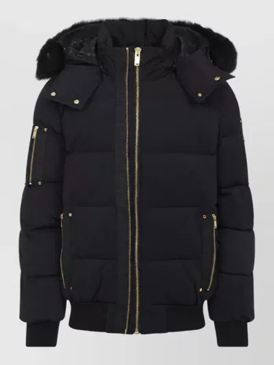 Moose Knuckles Nylon Down Padded Bomber Jacket In Blue