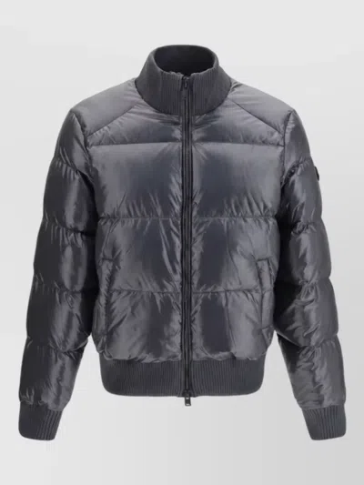 Moose Knuckles Nylon Puffer Bomber Jacket In Black