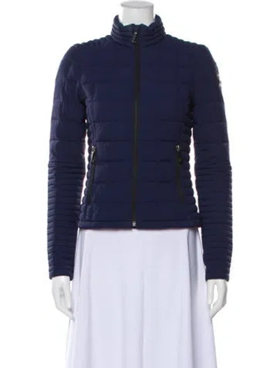 Pre-owned Moose Knuckles Nylon Striped Down Jacket In Blue