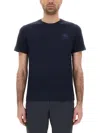 Moose Knuckles Back Print Short Sleeves Crew Neck In Blue