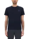 Moose Knuckles Back Print Short Sleeves Crew Neck In Blue