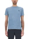 Moose Knuckles Round Neck Short Sleeves Washed Effect T-shirt In Blue